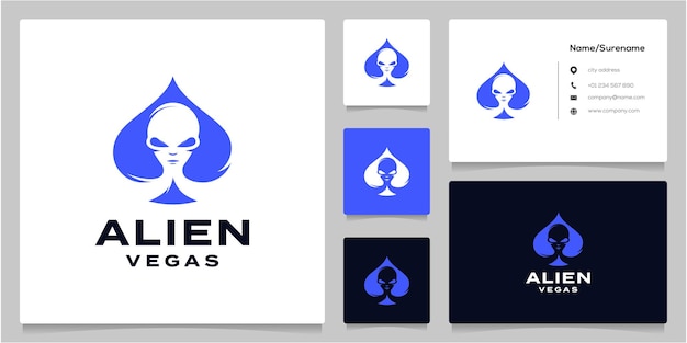 Plik wektorowy projekt logo alien love pocker casino vegas negatywnej przestrzeni