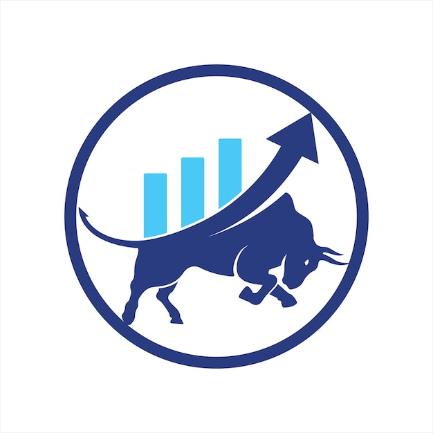 Plik wektorowy projekt logo bull z paskiem wykresu wektor finansowy