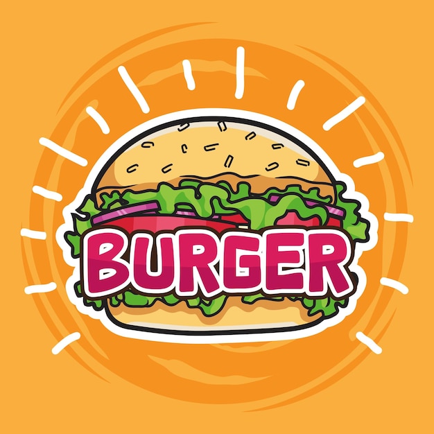 Projekt Logo Burgera Wybuch Wektora