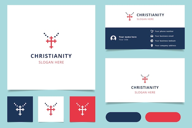 Projekt Logo Chrześcijaństwa Z Edytowalną Książką Brandingową Sloganu