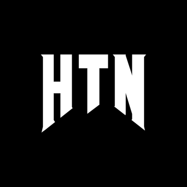Projekt logo dla firmy technologicznej HTN, kombinacja kolorów czarno-białych, logo HTN, wektor HTN, ikona HTN, alfabet HTN, typografia
