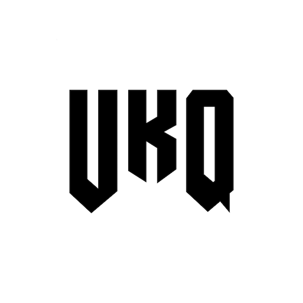 Projekt logo dla firmy technologicznej UKQ, kombinacja kolorów czarno-białych, UKQ logo, UKQ wektor, UKQ ikona, UKQ alfabet, UKQ typografia.
