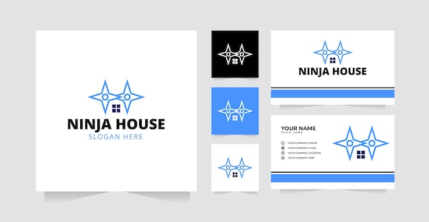 Plik wektorowy projekt logo domu ninja lub domu shuriken szablon logo