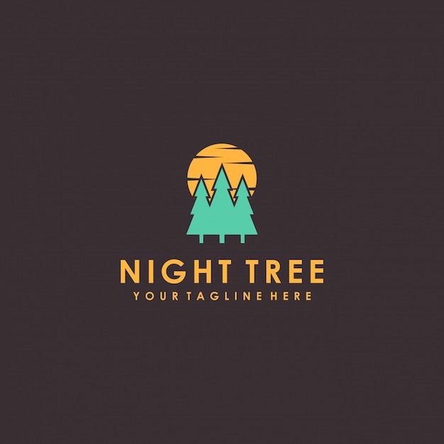 Projekt Logo Drzewa Nocnego W Minimalistycznym Stylu