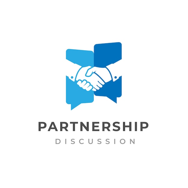 Projekt Logo Dyskusji Partnerstwa Uścisk Dłoni Na Ilustracji Bąbelkowego Czatu