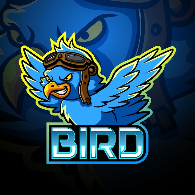 Projekt Logo E-sportu Maskotki Niebieskiego Ptaka