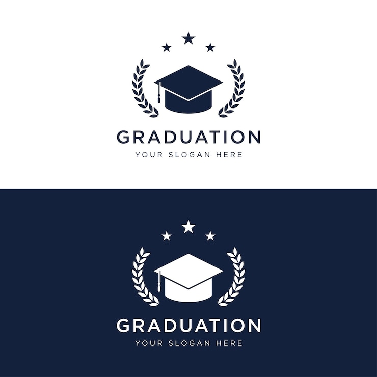 Wektor projekt logo edukacji z czapką licencjacką i koncepcją książki z kreatywnym pomysłem logo dla szkolnej akademii uniwersyteckiej i studentów