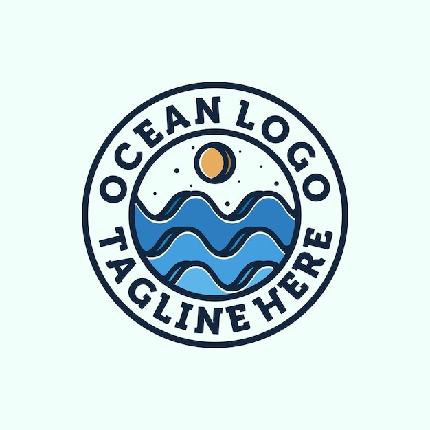 Projekt Logo Fal Oceanu Ekskluzywny Symbol Logo Lub Ikona Oceanu Kreatywny I Minimalistyczny Szablon Logo Fali Nowoczesna Grafika Liniowa Szablon Projektu Wody Lub Fal Oceanu Inspiracja Koncepcja Logo Słońca I Morza