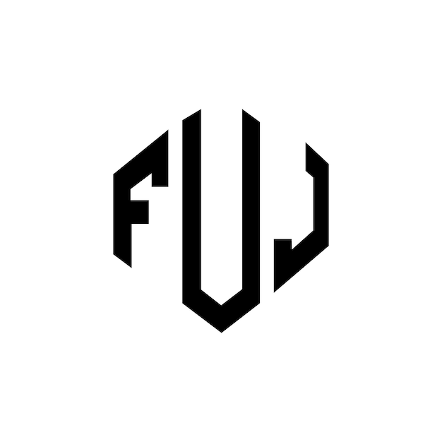 Plik wektorowy projekt logo fuj z kształtem wieloboku fuj wielobok i kształt kostki fuj sześciokąt wektorowy szablon logo kolory białe i czarne fuj monogram logo biznesowe i nieruchomości