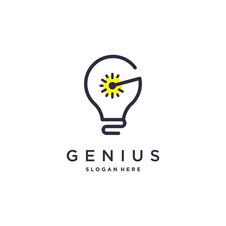 Projekt Logo Geniusa Z Koncepcją Lampki I Litery G Premium Wektor