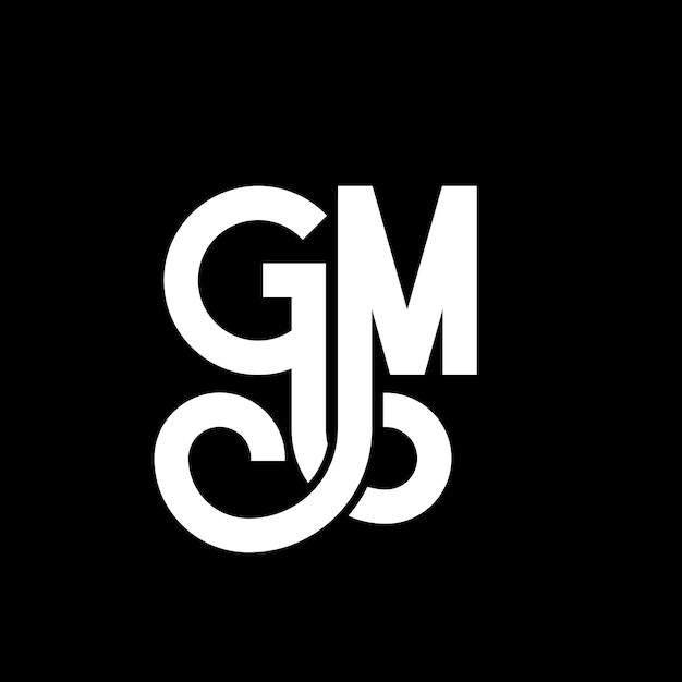 Plik wektorowy projekt logo gm na czarnym tle (gm creative initials letter logo concept, gm letter design, gm white letter design on black background)
