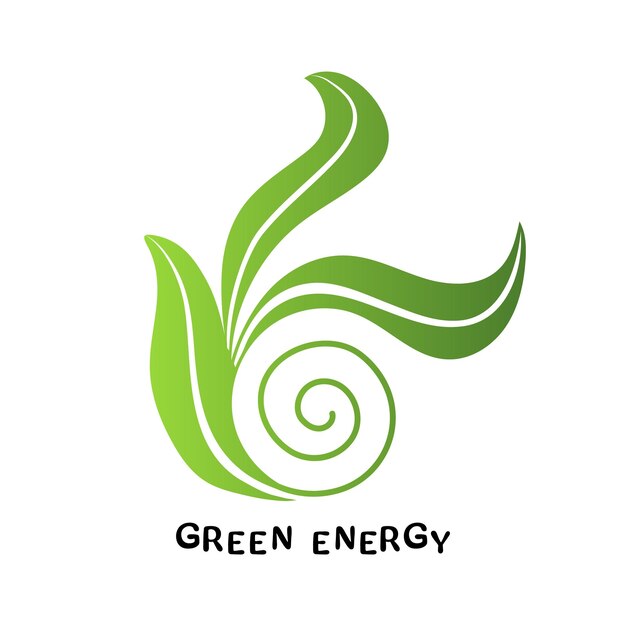 Projekt Logo Green Eco Power Z Ilustracją Wektorową Zielonych Liści