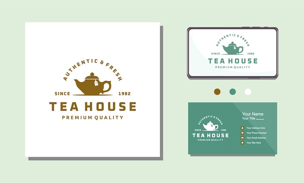 Plik wektorowy projekt logo herbaciarni lub czajnika