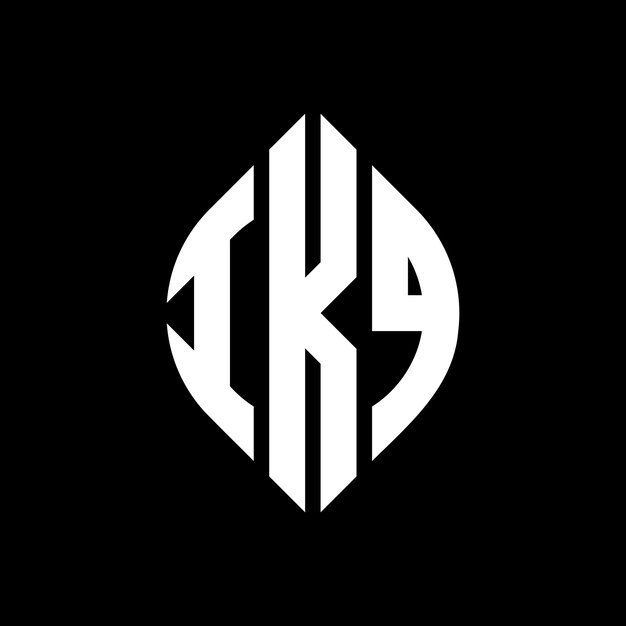 Plik wektorowy projekt logo ikq z okrągłym i eliptycznym kształtem ikq litery eliptyczne z stylem typograficznym trzy inicjały tworzą logo okrągłe ikq krąg emblem abstrakt monogram liter mark wektor