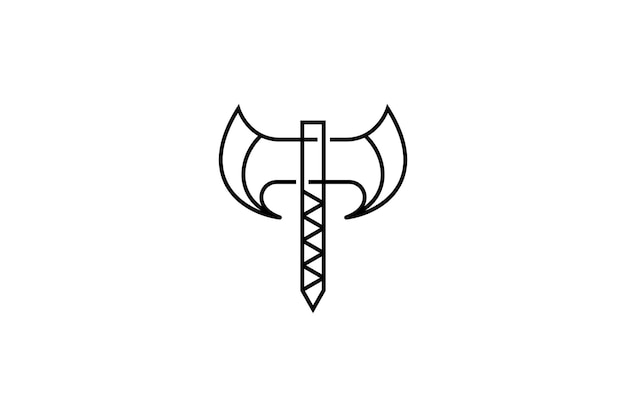 Projekt Logo Ilustracji Ax W Stylu Konturowym