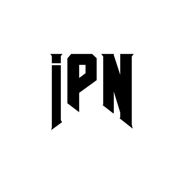 Projekt logo IPN dla firmy technologicznej, kombinacja kolorów czarno-białych, logo IPN, wektor IPN, ikona IPN, alfabet IPN, typografia IPN.