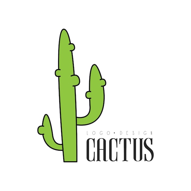 Projekt Logo Kaktusa, Wektorowy Emblemat Rośliny Pustynnej, Ilustracja Izolowana Na Białym Tle