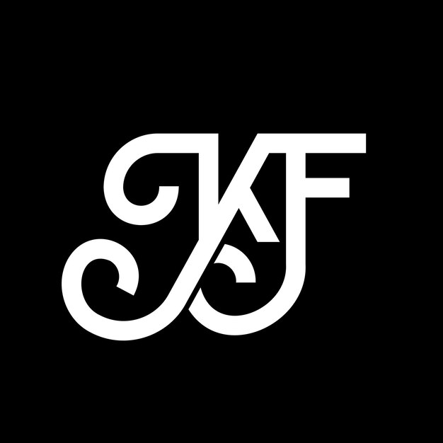 Projekt logo KF na czarnym tle KF kreatywne inicjały koncepcja logo kF projekt logo KF projekt białych liter na czarnym terenie K F k f logo