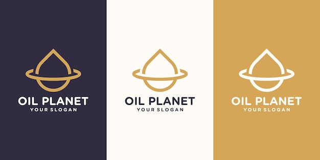 Projekt Logo Kropli Wody W Połączeniu Z Oliwkową Planetą Z Pierścieniem Planetarnym