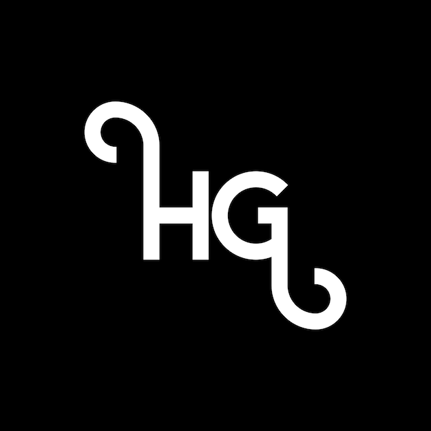 Plik wektorowy projekt logo liter hg na czarnym tle hg kreatywne inicjały koncepcja logo litery hg projekt litery hg projekt logo białej litery na czarnym tle h g h g