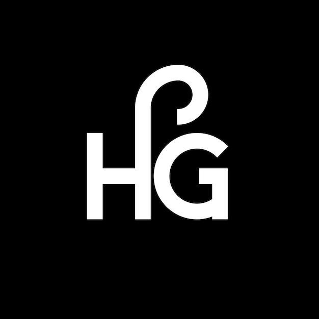 Plik wektorowy projekt logo liter hg na czarnym tle hg kreatywne inicjały koncepcja logo litery hg projekt litery hg projekt logo białej litery na czarnym tle h g h g