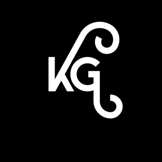Plik wektorowy projekt logo liter kg na czarnym tle kg kreatywne inicjały koncepcja logo litery kg projekt litery kg projekt białej litery na czarnym tle k g k g logo