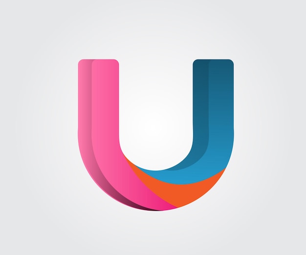 Projekt Logo Litera U 3D Gradient Czerwony Wektor