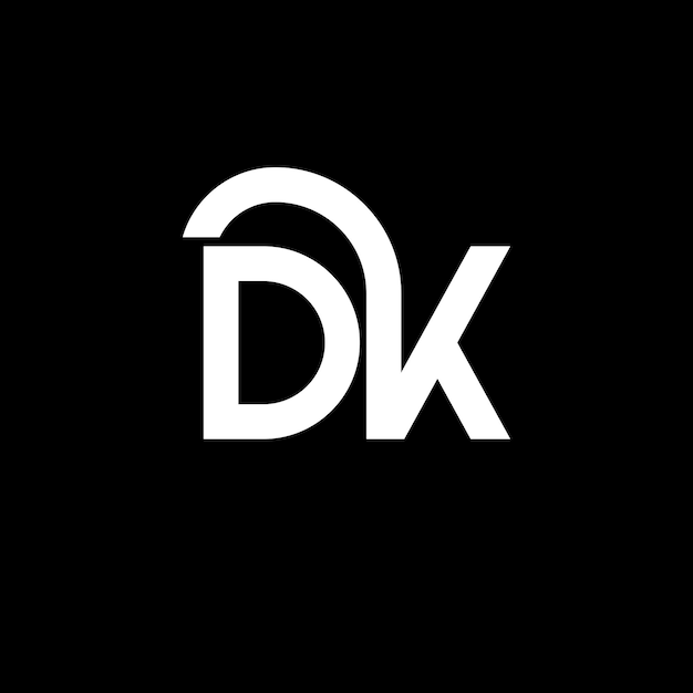 Plik wektorowy projekt logo litery dk na czarnym tle dk kreatywne inicjały koncepcja logo litery dk projekt litery dk projekt białej litery na czarnem tle d k d k logo