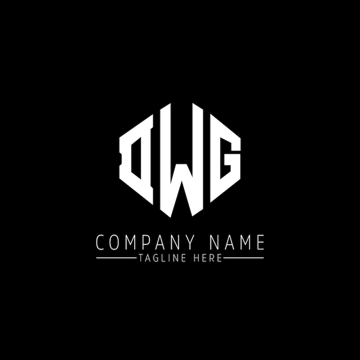 Wektor projekt logo litery dwg z kształtem wieloboku dwg wieloboku i kształtu sześcianu dwg sześcioboku wektorowy szablon logo dwg kolory białe i czarne dwg monogram logo biznesowe i nieruchomości