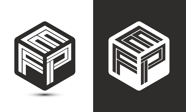 Projekt logo litery EFP z logo kostki programu Illustrator logo wektora nowoczesnego alfabetu styl nakładania się czcionek