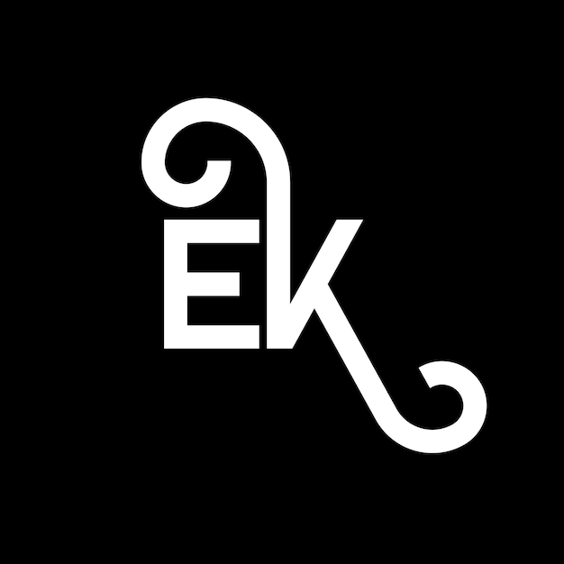 Plik wektorowy projekt logo litery ek na czarnym tle kreatywne inicjały koncepcja logo litery ek projekt litery ek projekt białych liter na czarnym tle e k e k logo