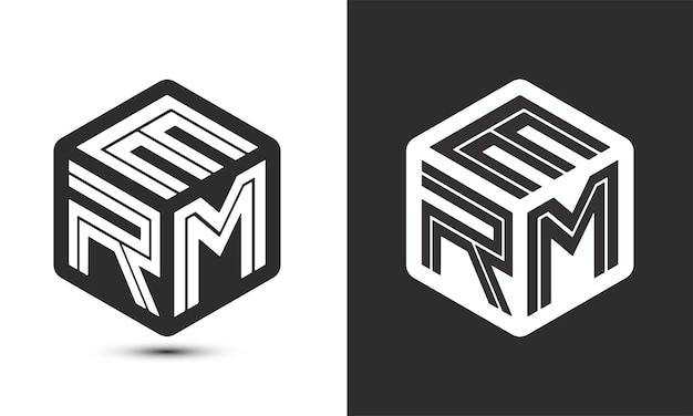 Plik wektorowy projekt logo litery erm z logo kostki programu illustrator logo wektora nowoczesnego alfabetu styl nakładania się czcionek