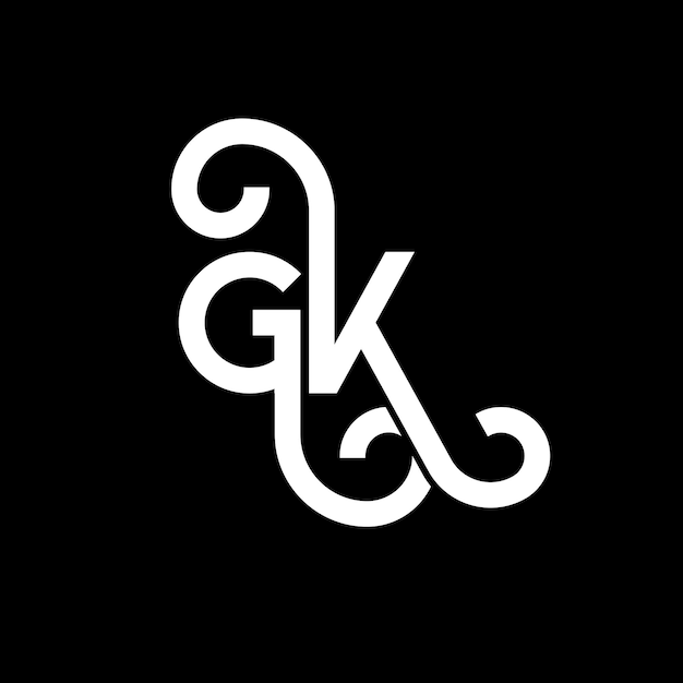 Projekt Logo Litery Gk Na Czarnym Tle Gk Kreatywne Inicjały Koncepcja Logo Litery Gk Projekt Litery Gk Projekt Białej Litery Na Czarnem Tle G K G K Logo