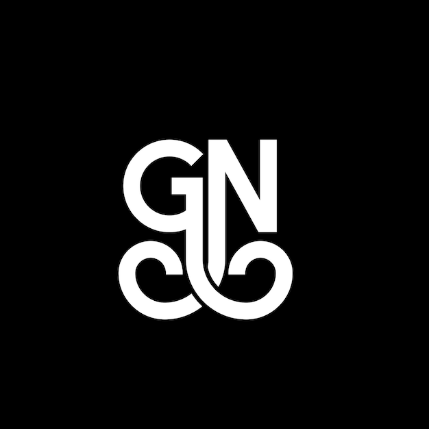 Plik wektorowy projekt logo litery gn na czarnym tle projekt logo liter kreatywnych inicjałów gn projekt litery gn projekt logo białych liter na czarnym tle g n g n logo