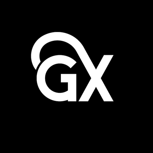 Projekt logo litery GX na czarnym tle GX kreatywne inicjały koncepcja logo litery gx projekt litery Gx projekt białej litery na czarnym tle G X g x logo