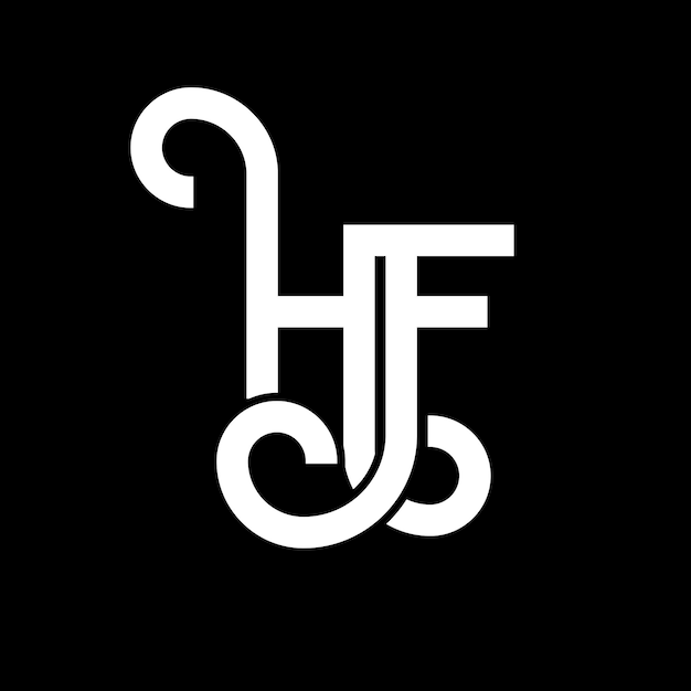 Plik wektorowy projekt logo litery hf na czarnym tle hf kreatywne inicjały koncepcja logo litery hf projekt litery hf projekt białej litery na czarnem tle h f h f logo