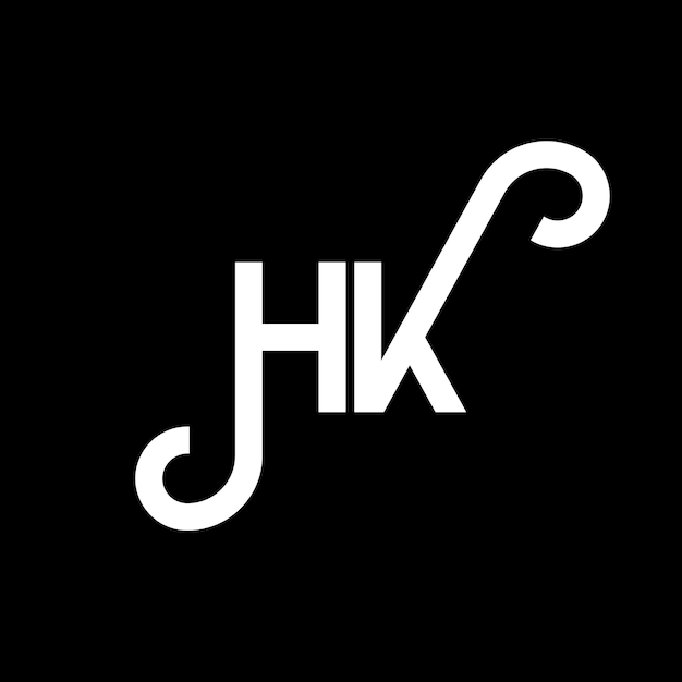 Plik wektorowy projekt logo litery hk na czarnym tle hk kreatywne inicjały koncepcja logo litery hh projekt litery hk projekt białej litery na czarnym tle h k h k logo