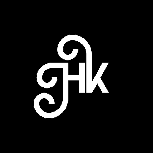 Plik wektorowy projekt logo litery hk na czarnym tle hk kreatywne inicjały koncepcja logo litery hh projekt litery hk projekt białej litery na czarnym tle h k h k logo