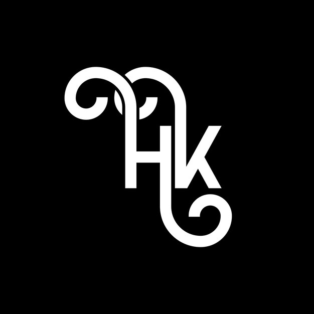 Plik wektorowy projekt logo litery hk na czarnym tle hk kreatywne inicjały koncepcja logo litery hh projekt litery hk projekt białej litery na czarnym tle h k h k logo