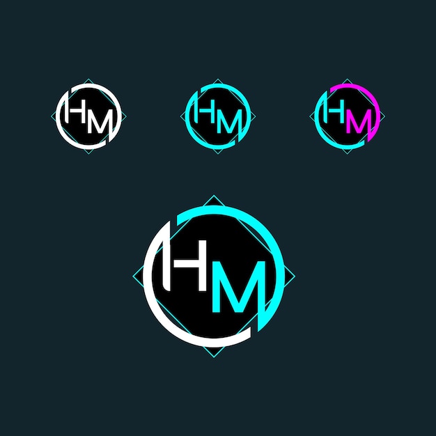 Plik wektorowy projekt logo litery hm lub mh o nowoczesnym kształcie