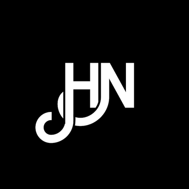 Plik wektorowy projekt logo litery hn na czarnym tle hn kreatywne inicjały koncepcja logo litery hn projekt litery hn projekt logo białej litery na czarnym tle h n h n