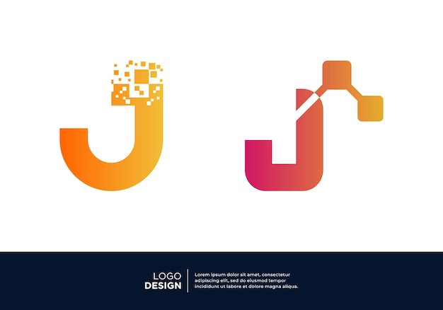 Plik wektorowy projekt logo litery j sztucznej inteligencji