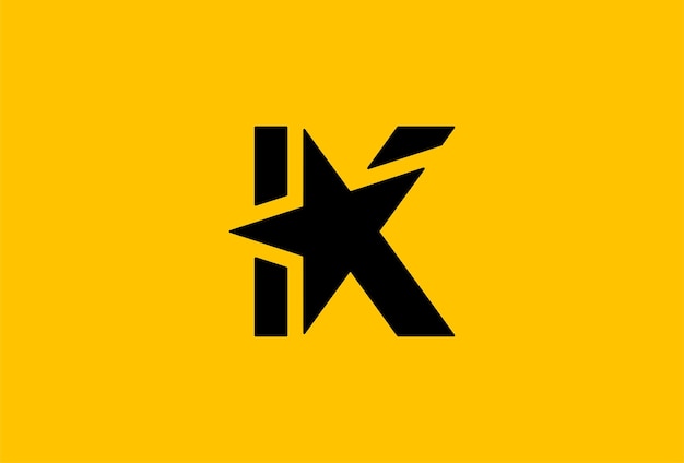 Plik wektorowy projekt logo litery k, litera k z elementem szablonu logo płaskiej konstrukcji kombinacji gwiazdy