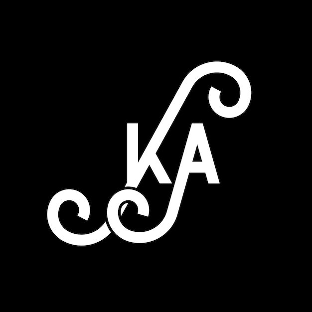Plik wektorowy projekt logo litery ka na czarnym tle ka kreatywne inicjały koncepcja logo litery ka projekt litery ka projekt białej litery na czarnem tle k a k a logo
