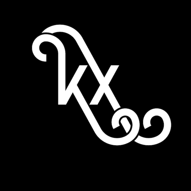 Plik wektorowy projekt logo litery kx na czarnym tle kx kreatywne inicjały koncepcja logo liter kx projekt litery kx projekt białej litery na czarnym tle