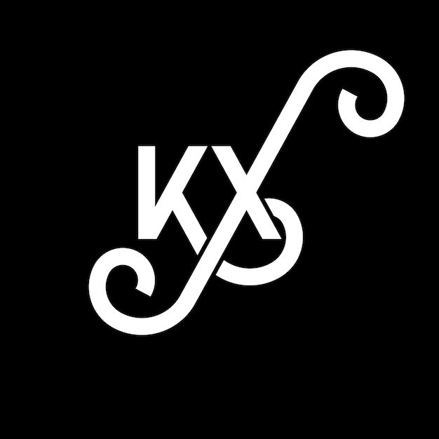 Plik wektorowy projekt logo litery kx na czarnym tle kx kreatywne inicjały koncepcja logo liter kx projekt litery kx projekt białej litery na czarnym tle