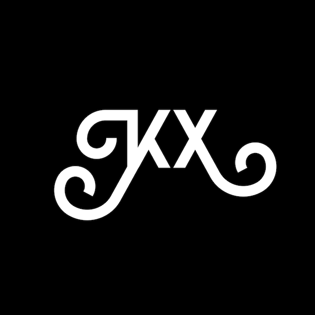 Plik wektorowy projekt logo litery kx na czarnym tle kx kreatywne inicjały koncepcja logo liter kx projekt litery kx projekt białej litery na czarnym tle