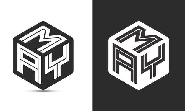 Projekt logo litery MAJ z logo kostki ilustratora Logo wektora nowoczesnego alfabetu czcionki styl nakładania się