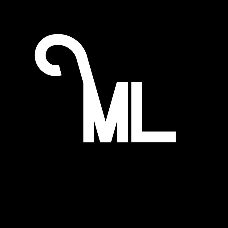 Wektor projekt logo litery ml początkowe litery ikona logo ml abstrakcyjna litera ml minimalny szablon projektu logo m l wektorowy projekt litery z czarnymi kolorami logo ml