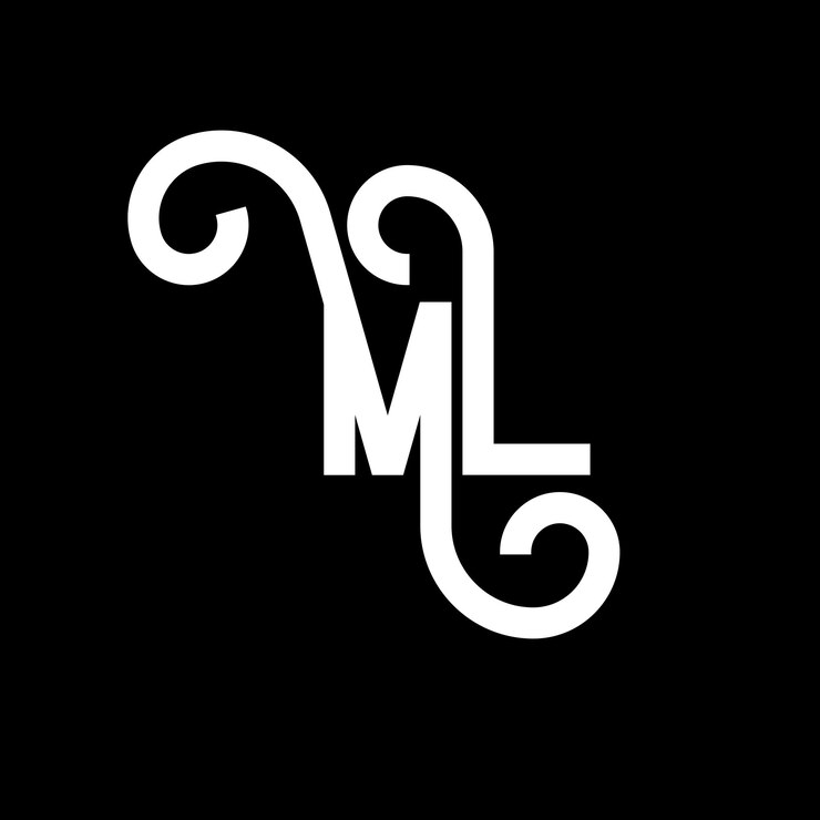Wektor projekt logo litery ml początkowe litery ikona logo ml abstrakcyjna litera ml minimalny szablon projektu logo m l wektorowy projekt litery z czarnymi kolorami logo ml